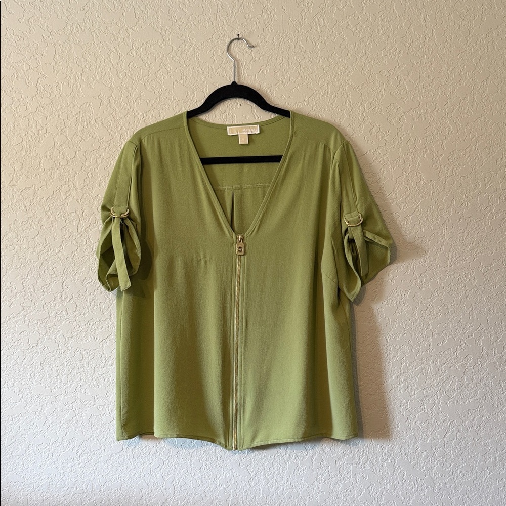 MK Michael Kors Green V-Neck Women's Top